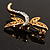 Gold Plated Filigree Crystal Dragonfly Costume Brooch - view 11