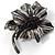 Jet-Black Diamante Oversized Vintage Flower Brooch