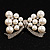 White Faux Pearl Bow Brooch - view 2