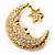 Crystal Moon And Star Fashion Brooch (Gold Tone) - view 9