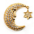Crystal Moon And Star Fashion Brooch (Gold Tone) - view 10