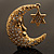 Crystal Moon And Star Fashion Brooch (Gold Tone) - view 2