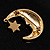 Crystal Moon And Star Fashion Brooch (Gold Tone) - view 7