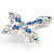 Silver-Plated Filigree Sky-Blue Diamante Cross Brooch - view 2