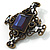 Blue Glass Square Vintage Brooch - view 2