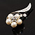 Oversized Stunning  Flower Imitation Pearl Crystal Pin Brooch (Silver&Snow White) - view 8