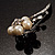 Oversized Stunning  Flower Imitation Pearl Crystal Pin Brooch (Silver&Snow White) - view 10
