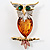 Exquisite Amber Coloured Acrylic Owl Brooch - view 3