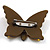 Pretty Olive Plastic Butterfly Brooch - view 4