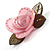 Contemporary Pink Plastic Rose Brooch - view 3