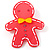 Pink Gingerbread Man Plastic Brooch