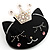 Black Plastic Queen Cat Brooch - view 2
