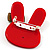 Cute Red Plastic Bunny Brooch With Crystal Bow - view 3