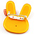 Cute Bright Yellow Plastic Bunny Brooch With Crystal Bow - view 3