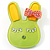 Cute Lettuce Green Plastic Bunny Brooch With Crystal Bow