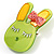 Cute Lettuce Green Plastic Bunny Brooch With Crystal Bow - view 2