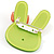Cute Lettuce Green Plastic Bunny Brooch With Crystal Bow - view 3