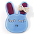 Cute Light Blue Plastic Bunny Brooch With Crystal Bow - view 2
