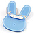 Cute Light Blue Plastic Bunny Brooch With Crystal Bow - view 4