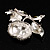White Simulated Pearl Apple Crystal Brooch - view 5