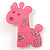 Crystal Pink Baby Giraffe Plastic Brooch