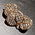 Gold Tone Clear Crystal Leaf Brooch - view 3