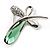 Contemporary Crystal Butterfly Brooch (Green&Clear) - view 3