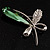 Contemporary Crystal Butterfly Brooch (Green&Clear) - view 2