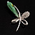 Contemporary Crystal Butterfly Brooch (Green&Clear) - view 4
