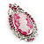 Rhodium Plated Pink Crystal Cameo Brooch - view 3