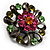 Vintage Crystal Floral Brooch (Black) - view 5