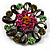 Vintage Crystal Floral Brooch (Black) - view 6