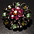 Vintage Crystal Floral Brooch (Black) - view 4