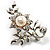 Faux Pearl Floral Brooch (Clear&Light Cream) - view 2