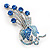 Sky Blue Swarovski Crystal Floral Brooch - view 3
