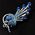 Sky Blue Swarovski Crystal Floral Brooch - view 4