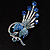 Sky Blue Swarovski Crystal Floral Brooch - view 2