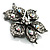 Sparkling Clear Crystal Flower Brooch (Black Tone) - view 3