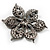 Sparkling Clear Crystal Flower Brooch (Black Tone) - view 6