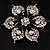 Sparkling Clear Crystal Flower Brooch (Black Tone) - view 2