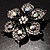 Sparkling Clear Crystal Flower Brooch (Black Tone) - view 4