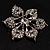 Sparkling Clear Crystal Flower Brooch (Black Tone) - view 7