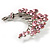 Flower And Butterfly Cluster Crystal Brooch (Pink) - view 3