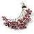 Flower And Butterfly Cluster Crystal Brooch (Pink) - view 4