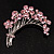 Flower And Butterfly Cluster Crystal Brooch (Pink) - view 5