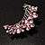 Flower And Butterfly Cluster Crystal Brooch (Pink) - view 6