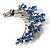 Flower And Butterfly Cluster Crystal Brooch (Sky Blue) - view 9