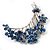 Flower And Butterfly Cluster Crystal Brooch (Sky Blue) - view 6