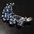 Flower And Butterfly Cluster Crystal Brooch (Sky Blue) - view 3