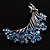 Flower And Butterfly Cluster Crystal Brooch (Sky Blue) - view 7